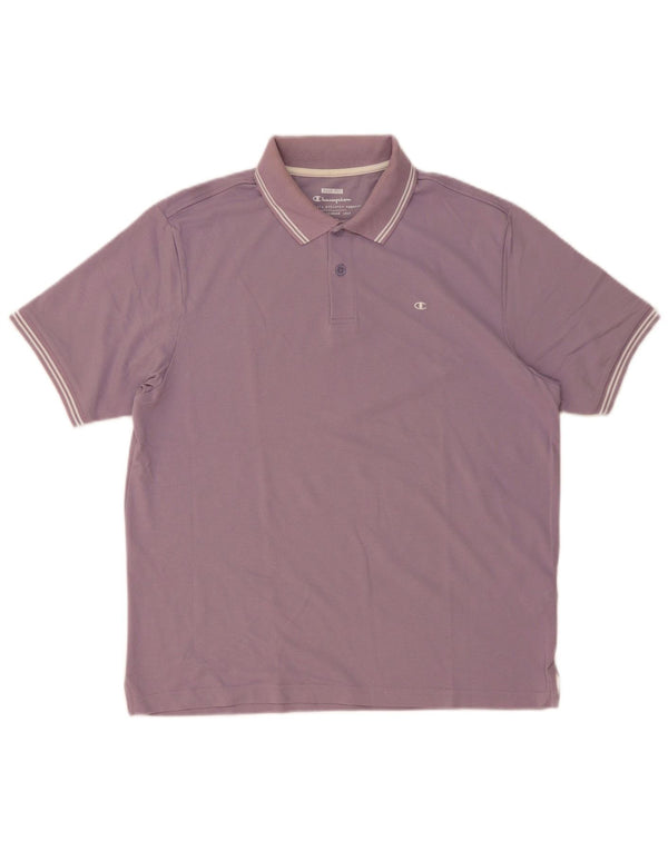 Champion Polo Easy Fit de algodón a rayas en color morado medio para hombre