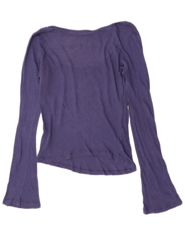 Armani Jeans Mujer Crop Graphic Top Manga Larga UK 44 Algodón Azul Medio