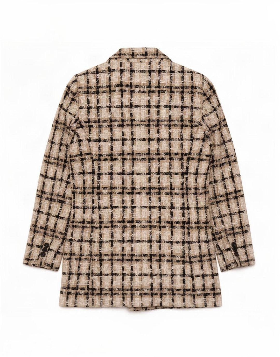 Zara Chaqueta Blazer De Doble Botonadura Para Mujer Reino Unido 42 Acrílico A Cuadros Beige Medio
