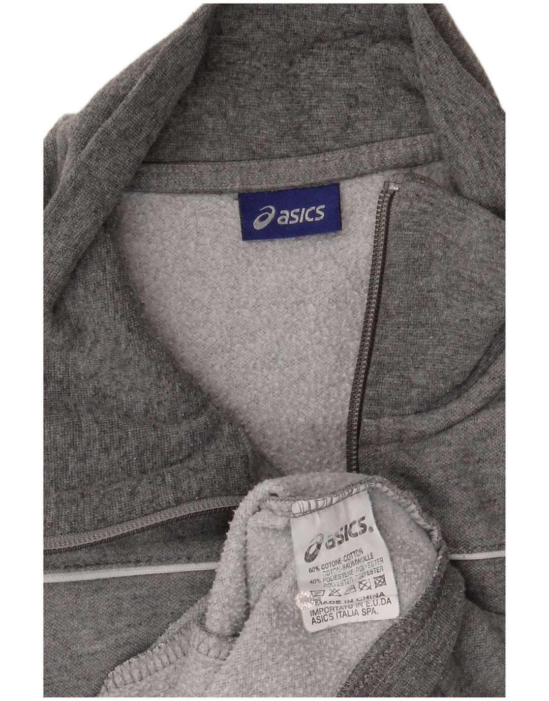 Asics Hombre Chándal Top Chaqueta De Algodón Moteado Gris Medio