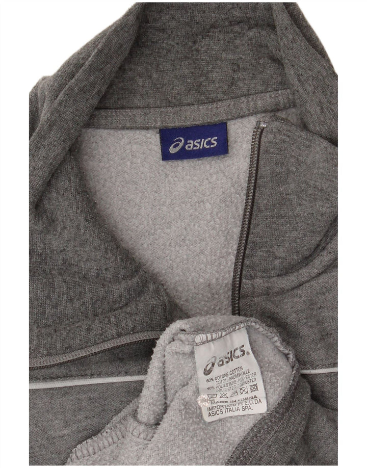 Asics Hombre Chándal Top Chaqueta De Algodón Moteado Gris Medio