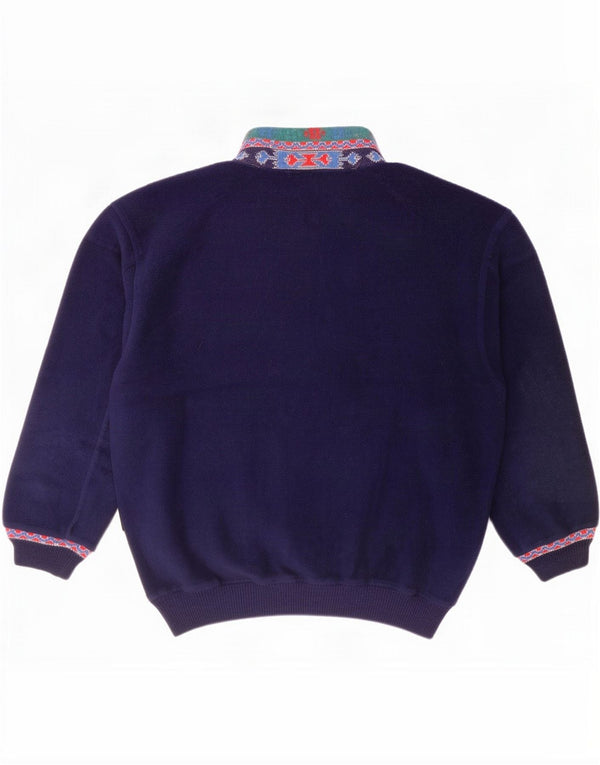 Jersey Silvy de forro polar con cuello abotonado para hombre, talla grande, algodón azul marino con bloques de color