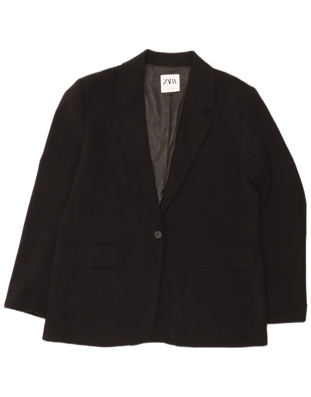Zara Chaqueta Blazer De 1 Botón Para Mujer UK 46 Grande Poliéster Negro
