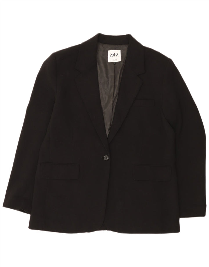 Zara Chaqueta Blazer De 1 Botón Para Mujer UK 46 Grande Poliéster Negro