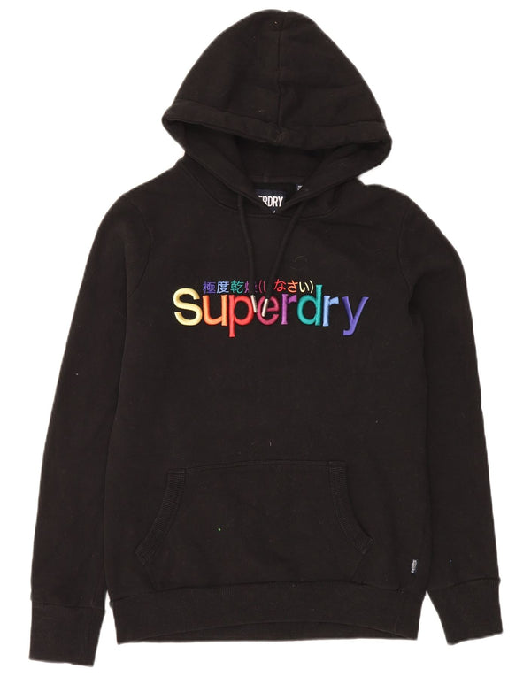 Superdry Jersey con capucha gráfica para mujer UK 10 Small Black Cotton