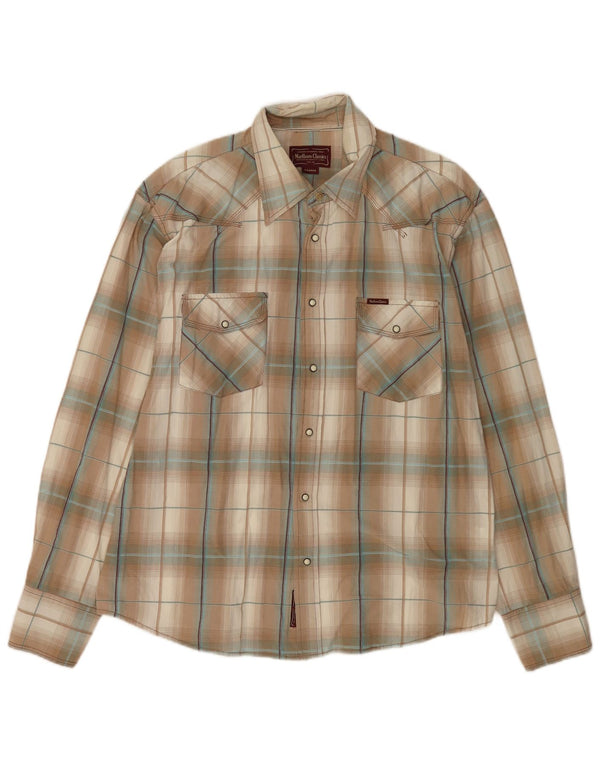 Marlboro Classics Camisa Western Hombre XL Algodón A Cuadros Marrón