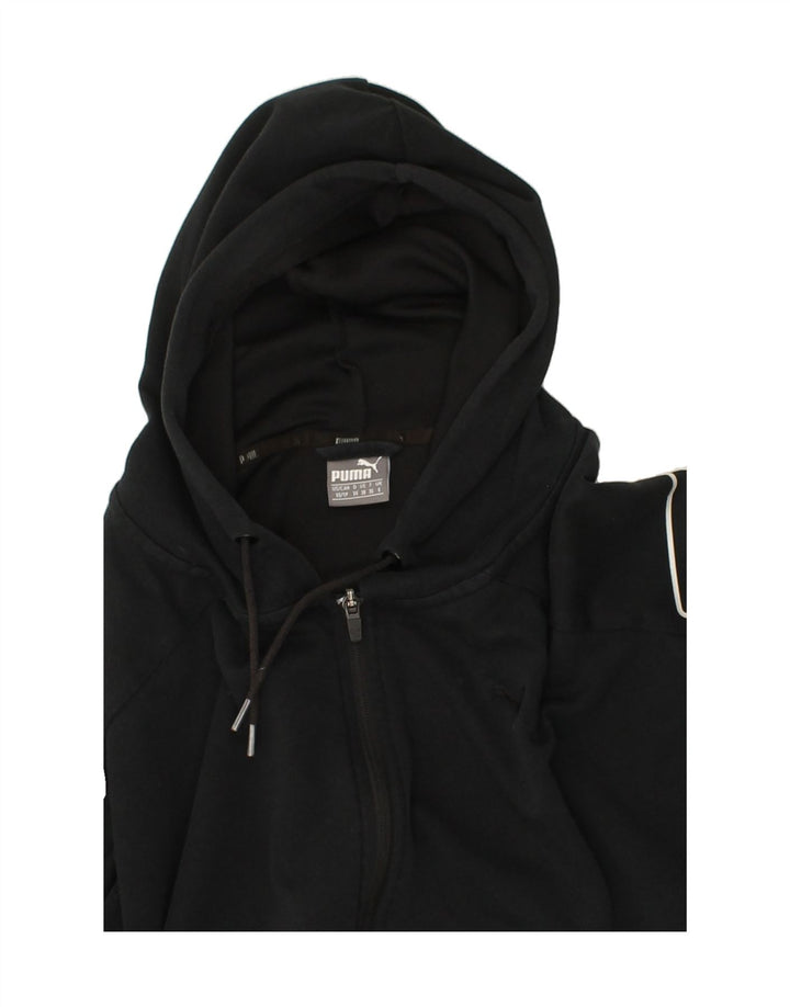 PUMA Womens Oversized Graphic Zip Hoodie Sweater UK 8 Small Black | Vintage Puma | Thrift | Second-Hand Puma | Used Clothing | Messina Hembry 
