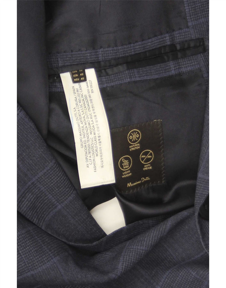 Massimo Dutti Chaqueta Blazer De 2 Botones Para Hombre EU 40 Mediana Lana A Cuadros Azul Marino
