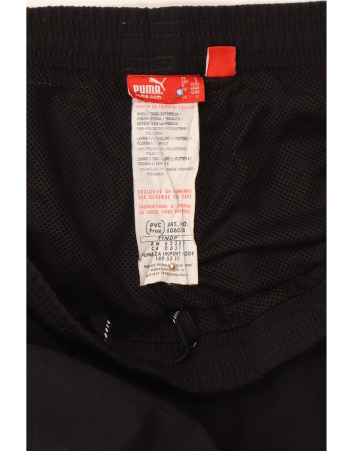 PUMA Pantalón deportivo con gráfico para hombre, talla grande, poliéster negro