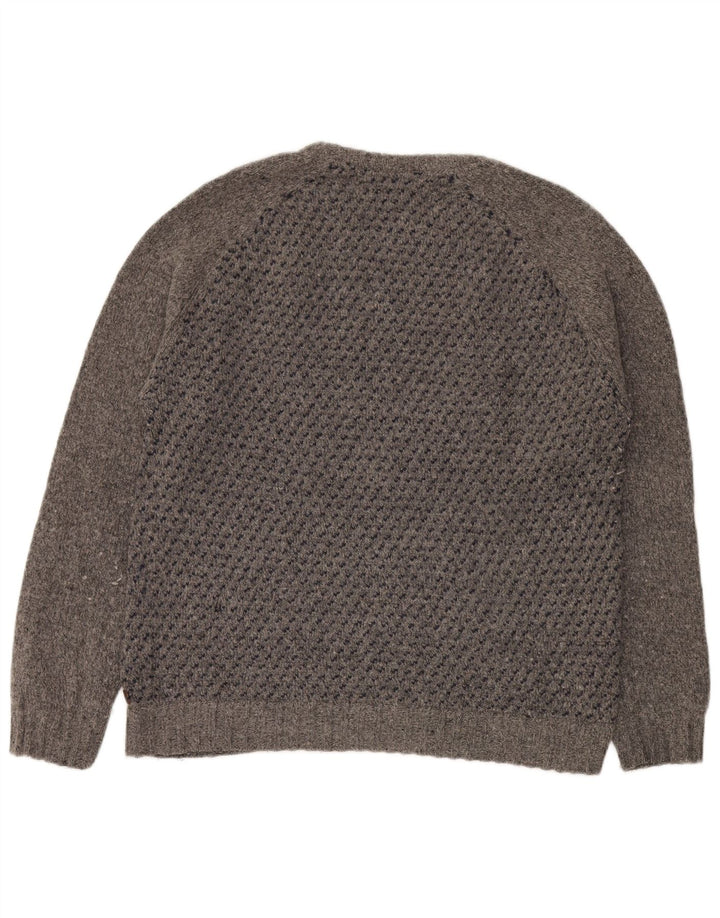 Jersey de cuello redondo para hombre de White Stuff XL de lana de cordero con lunares grises