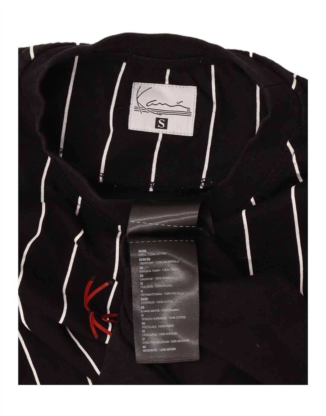 Karl Kani - Camiseta para hombre, talla pequeña, algodón a rayas, color negro