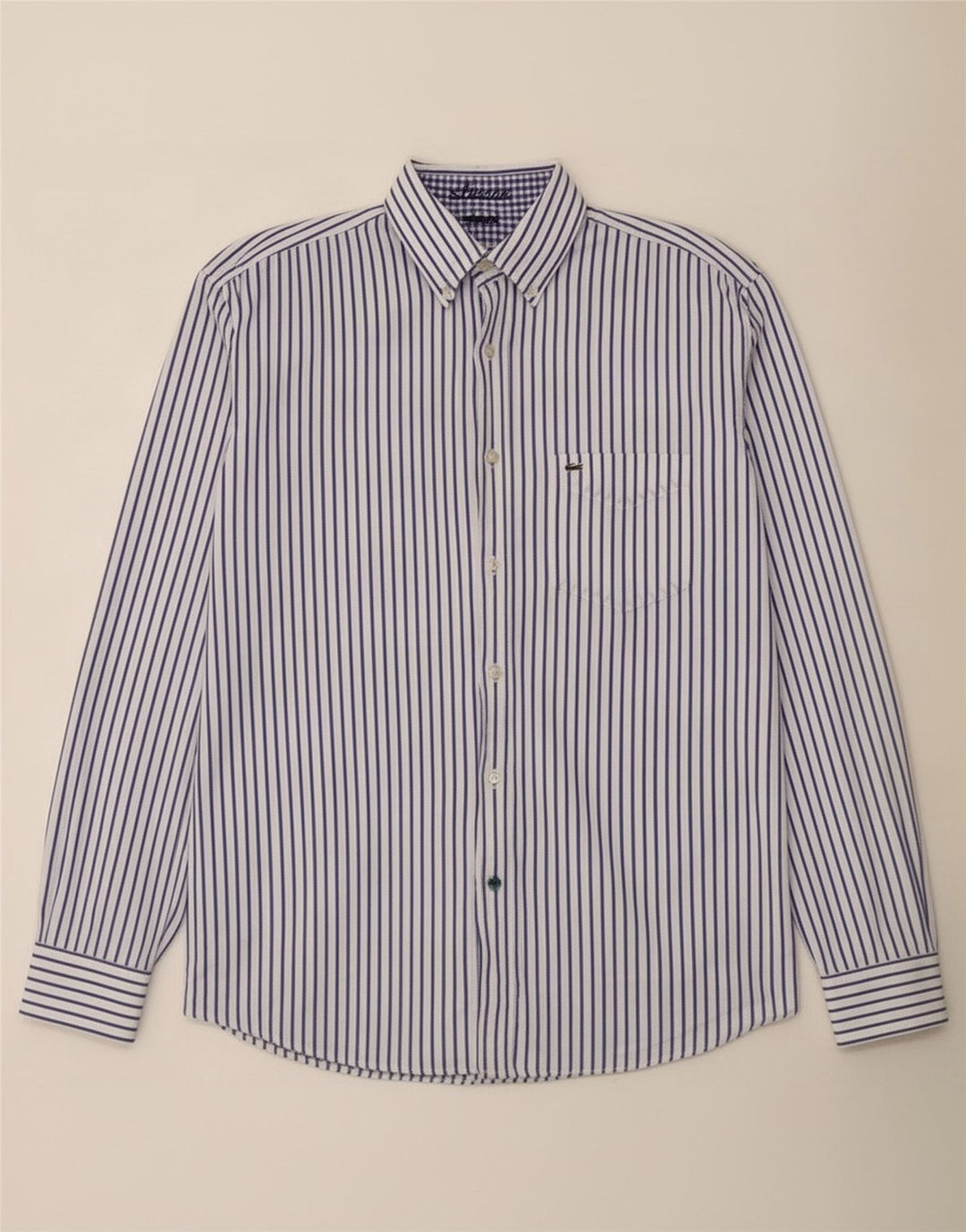 Camisa Lacoste para hombre talla 42 algodón a rayas blancas grandes