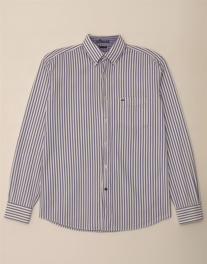 Camisa Lacoste para hombre talla 42 algodón a rayas blancas grandes