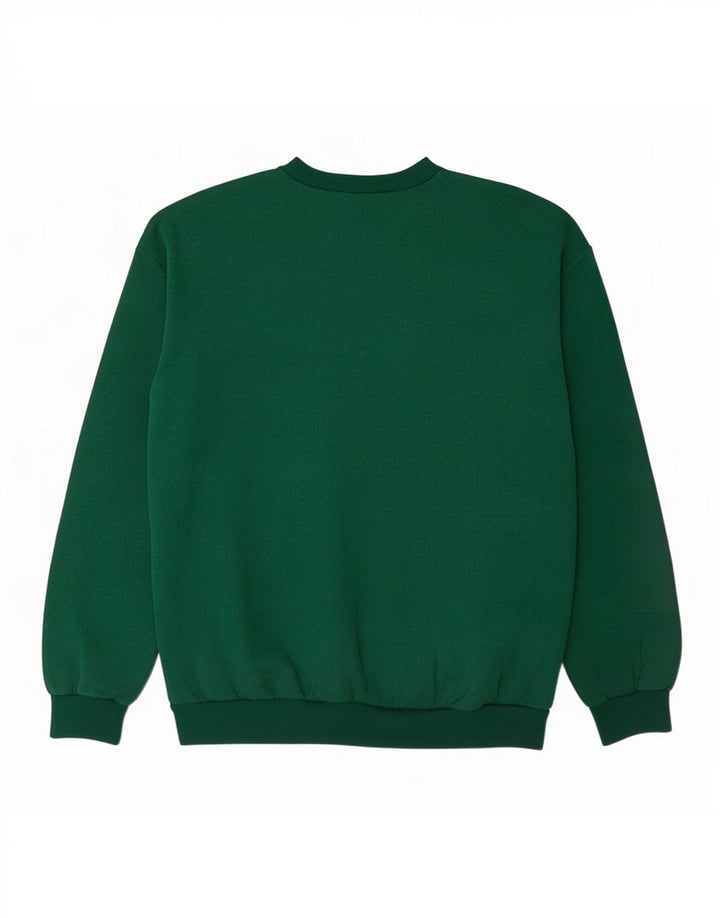 Vintage hombres sudadera gráfica jumper XL algodón verde