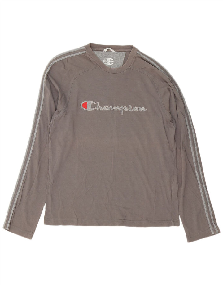 Champion Top Gráfico De Manga Larga De Algodón Gris Medio Para Hombre