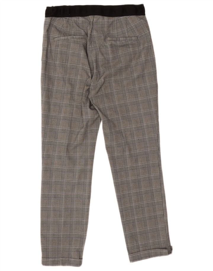 Zara Mujer Pantalones Cortos Delgados Grande W30 L25 Cuadros Grises