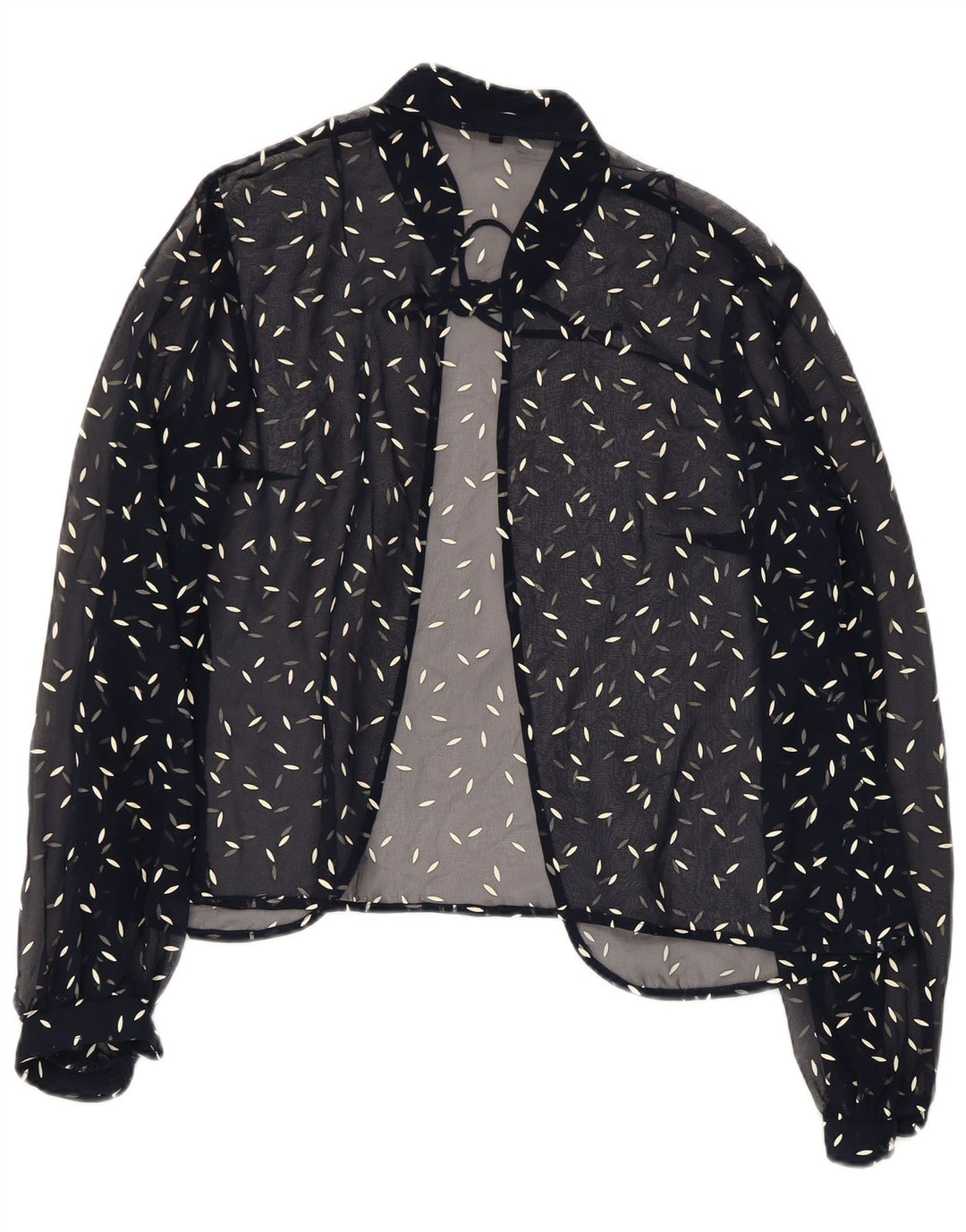 VINTAGE Mujer Patrón Abstracto Camisa Blusa Reino Unido 22 3XL Azul Marino