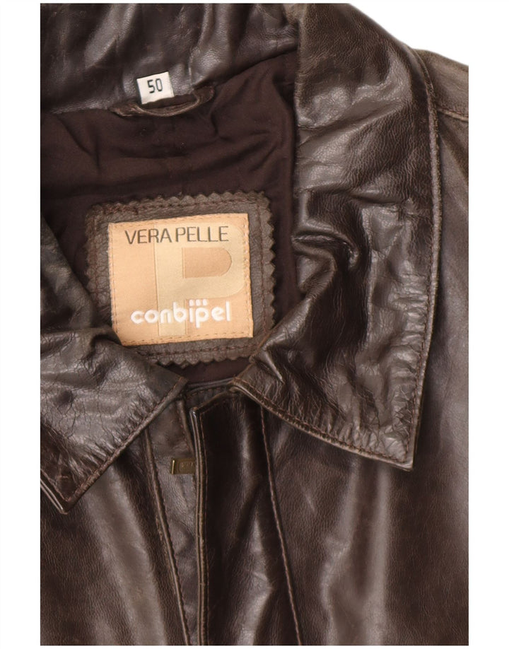 Conbipel Chaqueta De Cuero Para Hombre IT 50 Grande Cuero Marrón