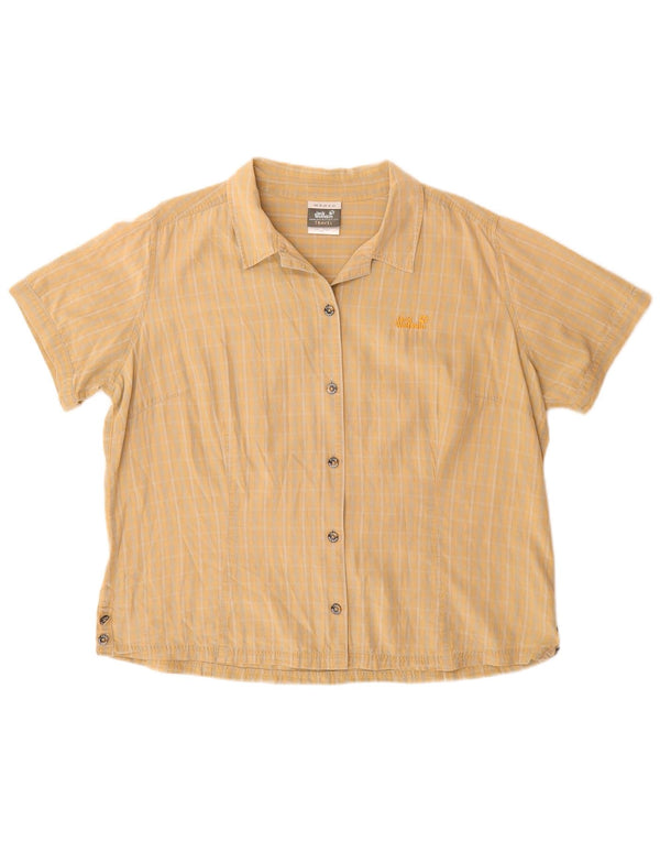 Jack Wolfskin Camisa de manga corta para mujer UK 20 2XL Beige Check Lyocell