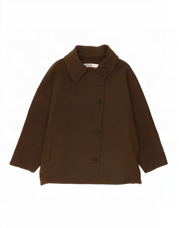 Zara Mujer Capa Chaqueta UK 40 Mediano Caqui Poliéster