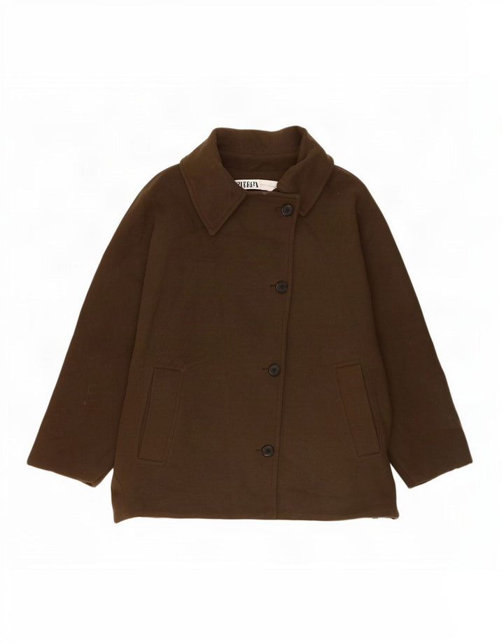 Zara Mujer Capa Chaqueta UK 40 Mediano Caqui Poliéster
