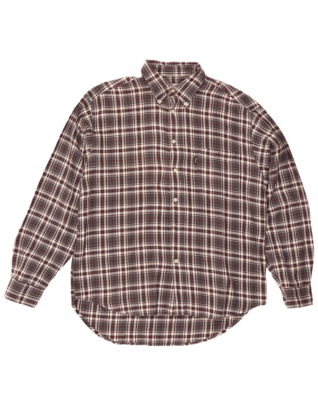 Camisa de franela Fila para hombre de algodón a cuadros gris medio