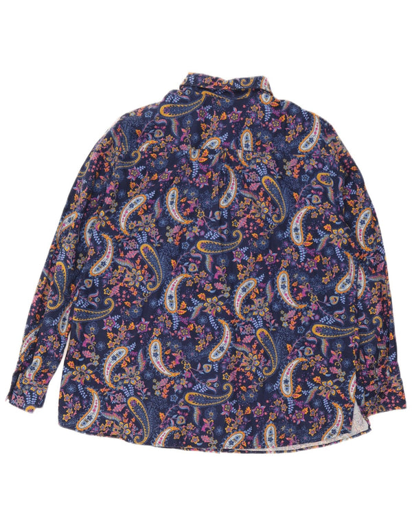 Walbusch Blusa camisera extragrande para mujer IT 44 Medium Navy Blue Paisley