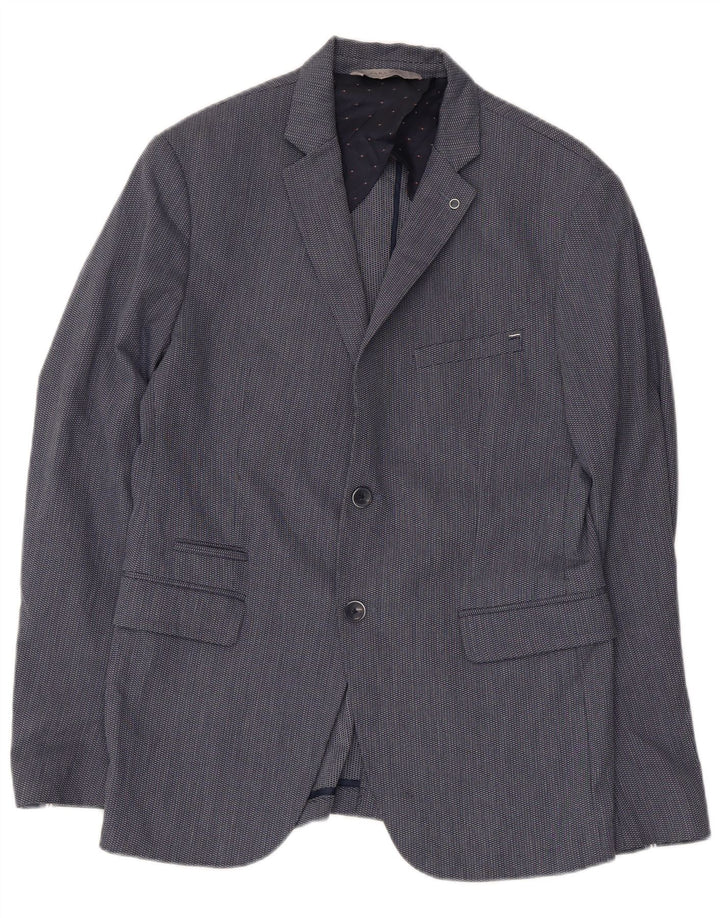 ZARA Chaqueta tipo blazer de 2 botones para hombre EU 50 Mediano Azul marino Poliéster