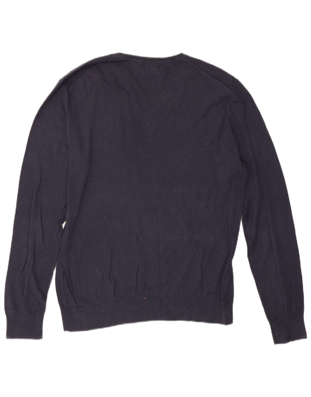 Zara Hombre Jersey Con Cuello En V Jersey Grande Azul Marino Algodón