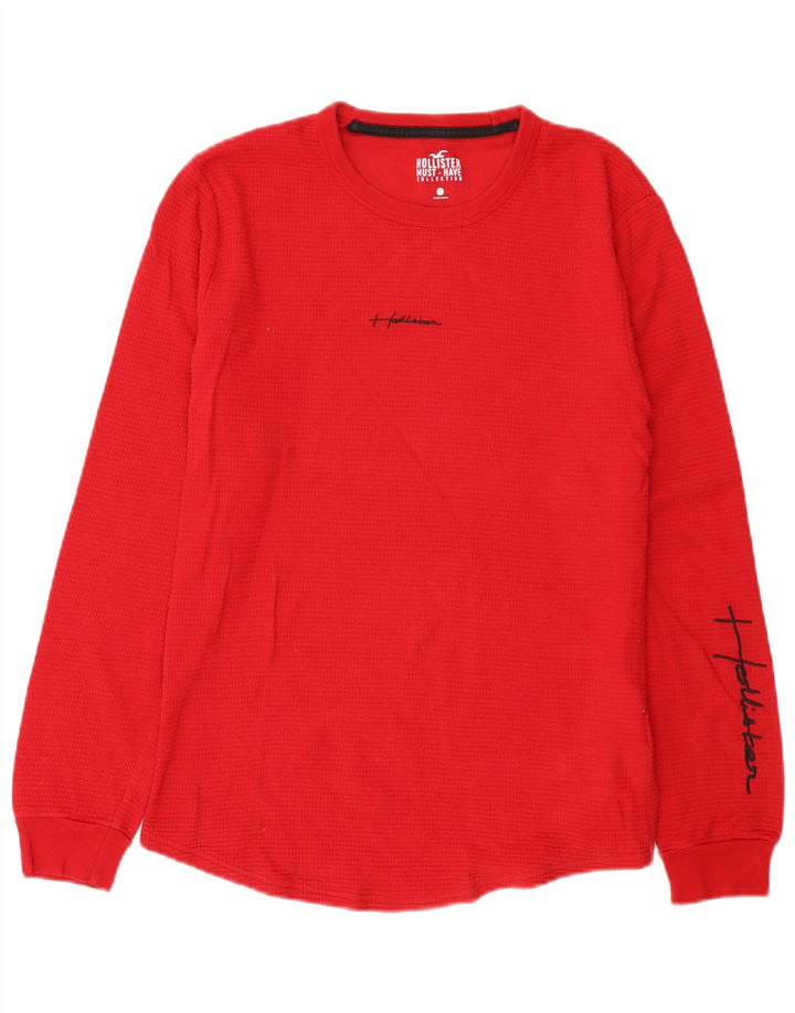 Hollister Hombre Regular Graphic Top Manga Larga Pequeño Algodón Rojo