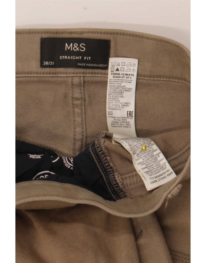 Marks & Spencer Vaqueros rectos para hombre W38 L31 Algodón beige