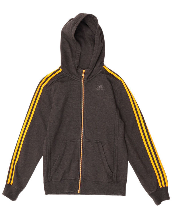 Adidas Mens Climalite Zip Sudadera con capucha Suéter Pequeño Gris Poliéster