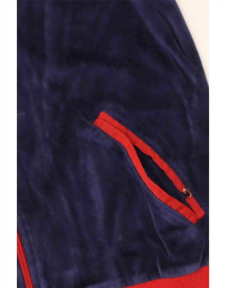 Vintage mujer chándal top chaqueta Reino Unido 14 medio azul marino colorblock