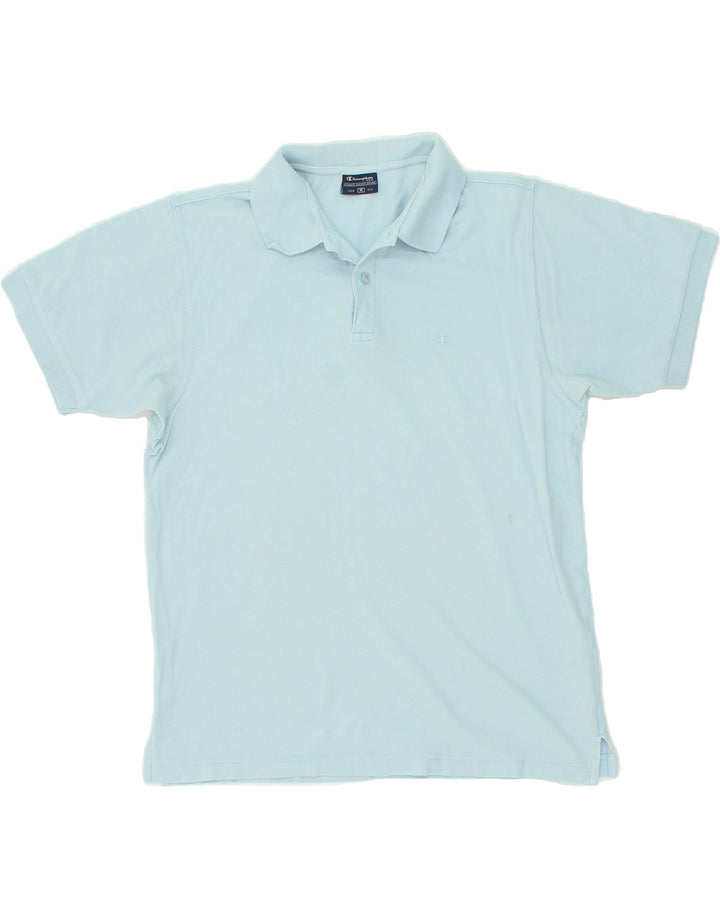 CHAMPION Mens Polo Shirt Medium Blue Cotton Vintage Champion and Second-Hand Champion from Messina Hembry 