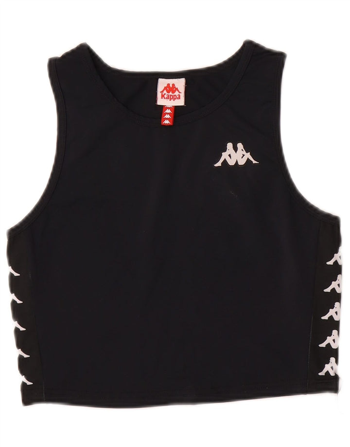 Kappa Top sin mangas con gráfico corto para mujer UK 12 Medium Black