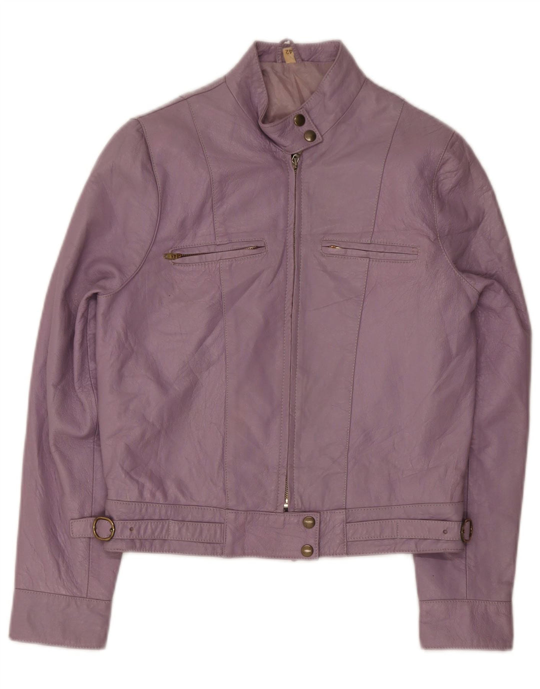 Vintage mujer bombardero chaqueta de cuero IT 42 cuero púrpura medio