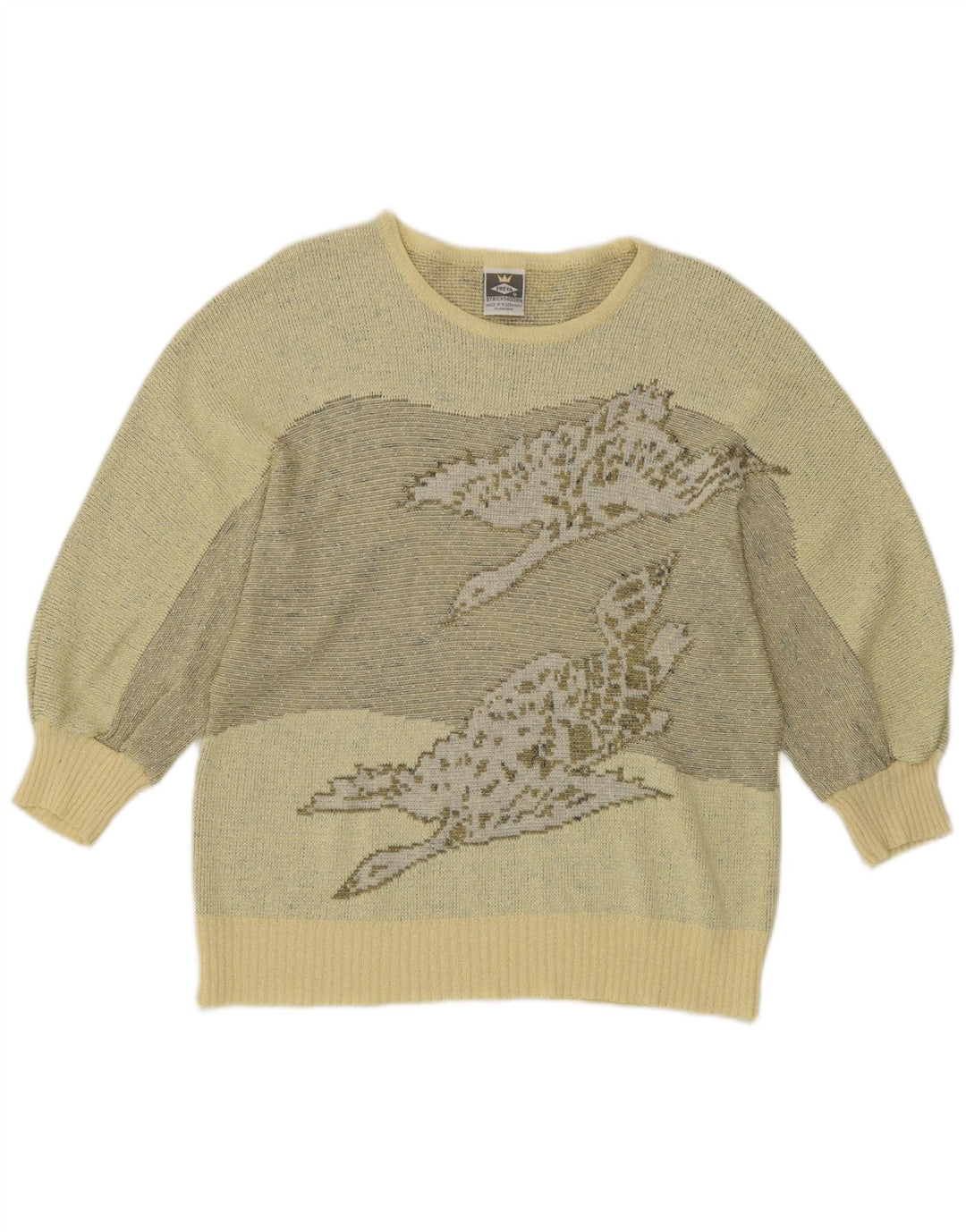 Freya suéter gráfico con cuello barco para mujer, talla 44, color amarillo medio