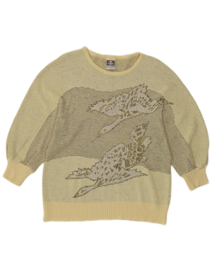 Freya suéter gráfico con cuello barco para mujer, talla 44, color amarillo medio