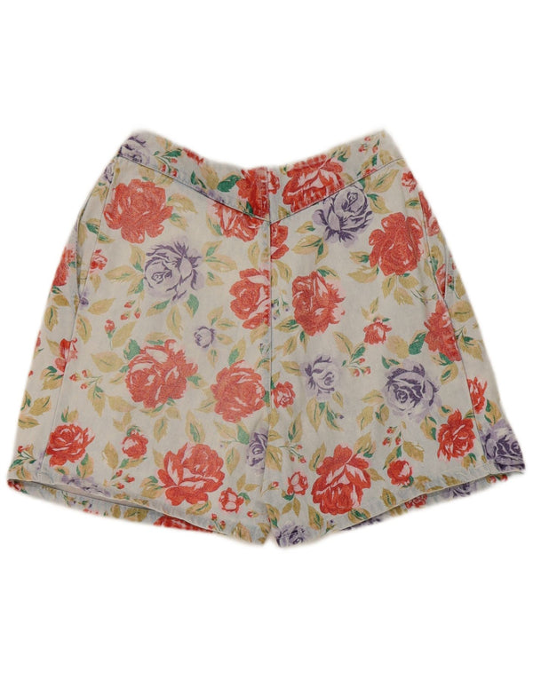 Vintage mujeres pegadas pantalones cortos de mezclilla IT 40 Pequeño W25 Multicolor Floral
