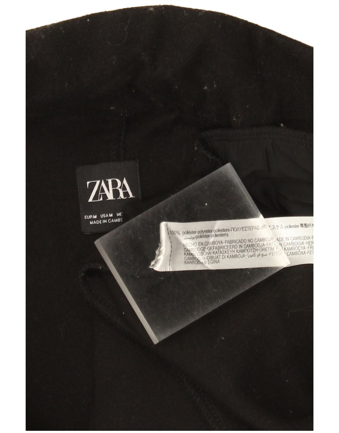 Zara Mujer Abrigo Abierto UK 44 Medio Negro Poliéster