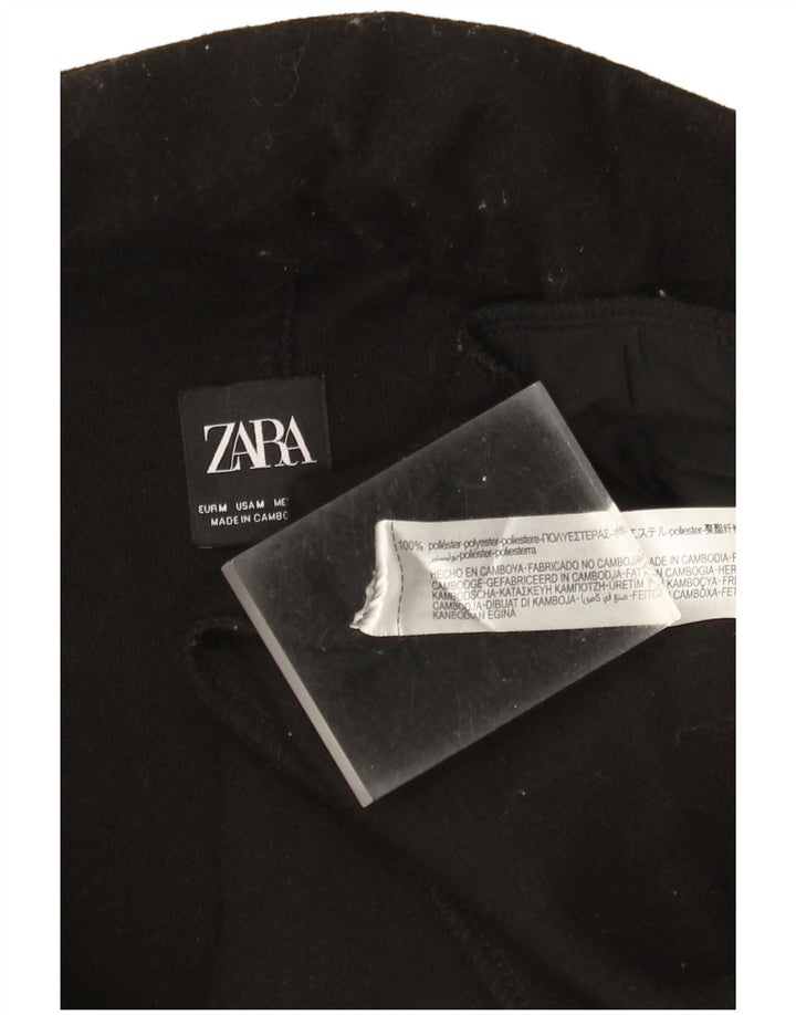 Zara Mujer Abrigo Abierto UK 44 Medio Negro Poliéster
