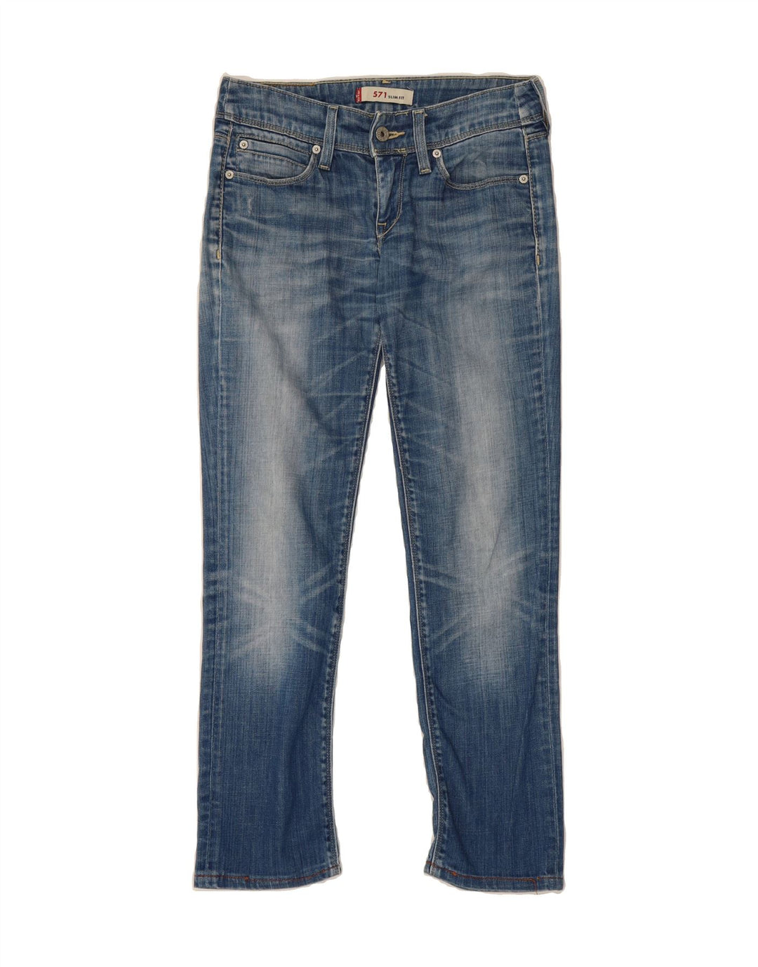 LEVI'S Womens 571 Slim Jeans W28 L27 Blue Cotton Vintage Levi's and Second-Hand Levi's from Messina Hembry 