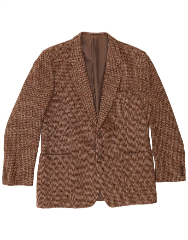 Vintage hombres 2 botones Blazer chaqueta Reino Unido 38 marrón medio espiga