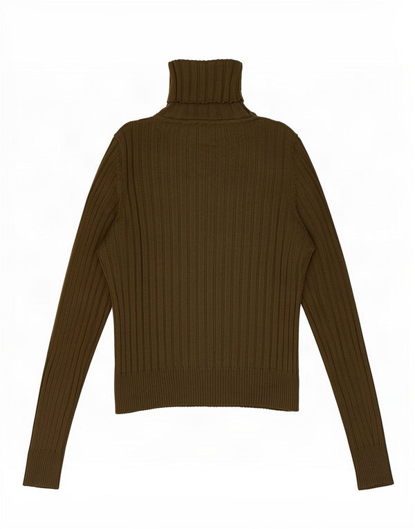 Zara Mujer Crop Roll Neck Jumper Sweater UK 8 Small Caqui Viscosa