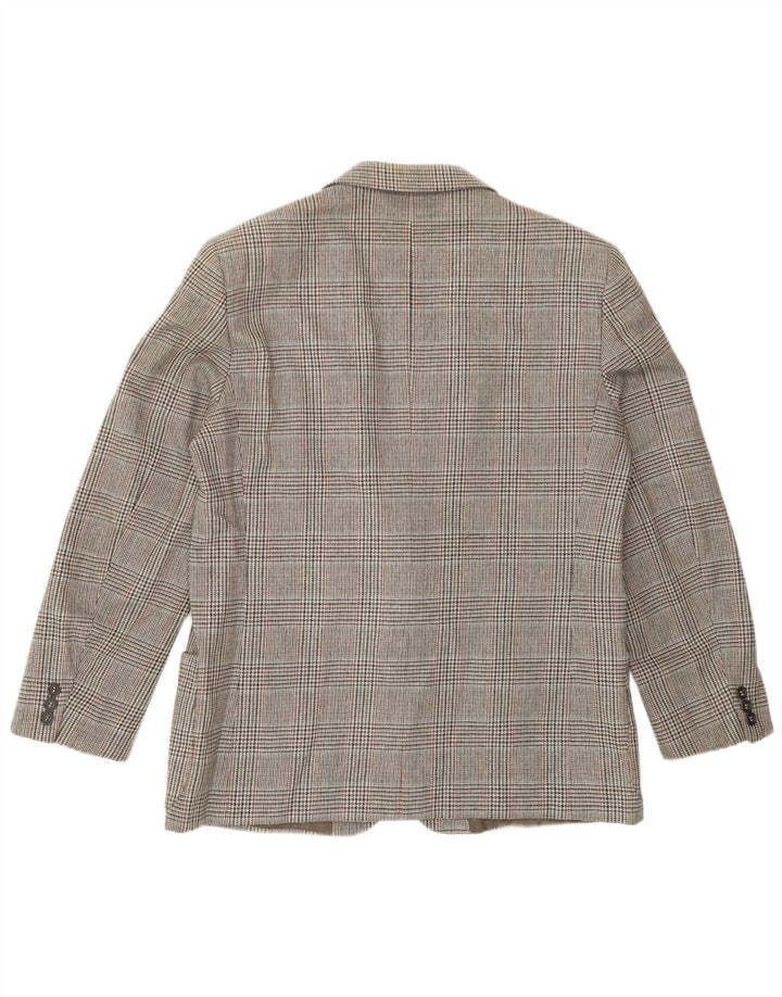 Vintage hombres 2 botones Blazer chaqueta Reino Unido 38 gris medio Houndstooth