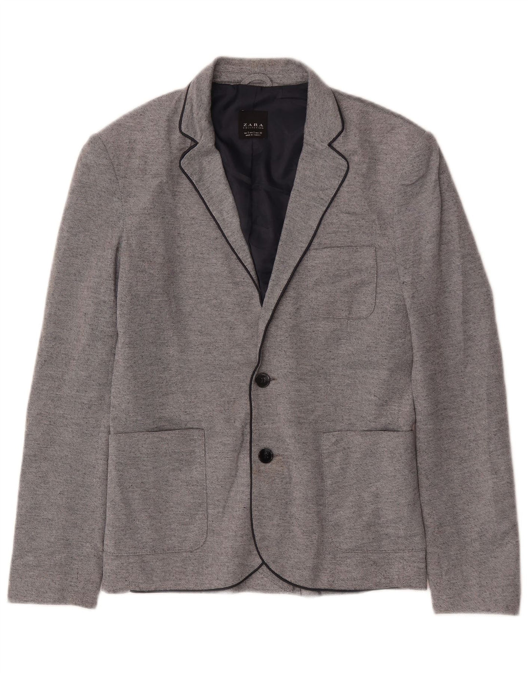 Zara Chaqueta Blazer De 2 Botones Para Hombre UK 36 Small Gris Poliéster