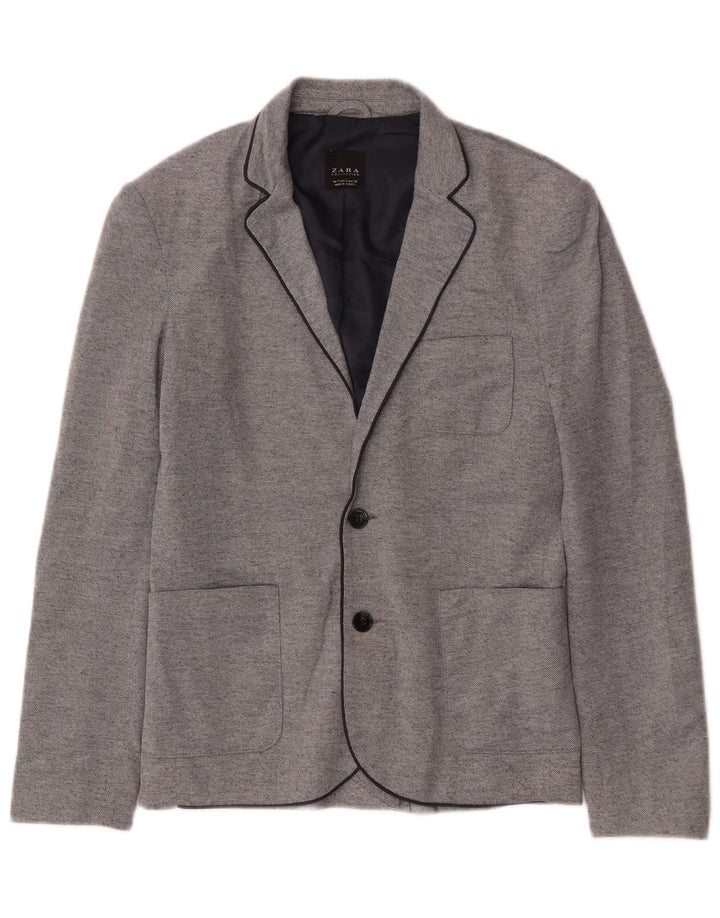 Zara Chaqueta Blazer De 2 Botones Para Hombre UK 36 Small Gris Poliéster
