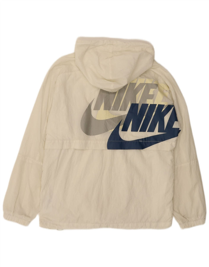 NIKE Chaqueta de chándal con capucha y gráfico para hombre, talla pequeña, nailon blanco roto