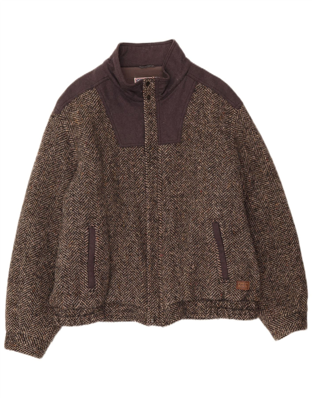 Faciba Chaqueta Bomber para Hombre IT 56 3XL Lana Color Block Marrón
