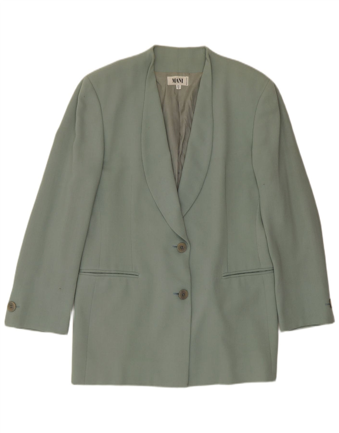 MANI Chaqueta Blazer Mujer 2 Botones IT 44 Lana Virgen Verde Medio